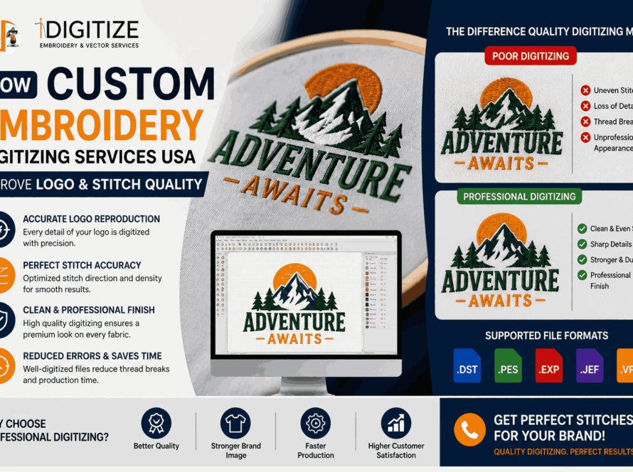 How Custom Embroidery Digitizing Services USA Improve Logo & Stitch Quality