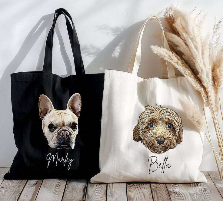 custom tote bag with pet picture