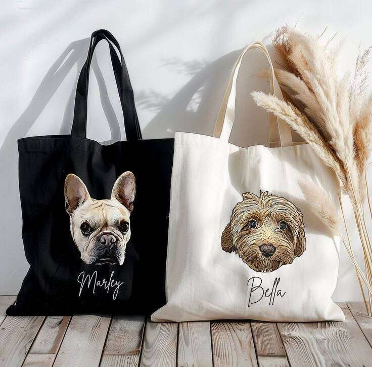 custom tote bag with pet picture
